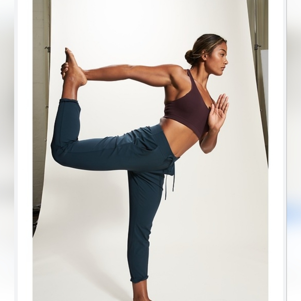 Athleta Womens Powervita Drawstring Jogger in ABYSS /Dark Teal Color